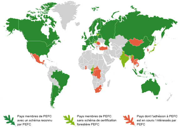 Carte du monde PEFC 2015